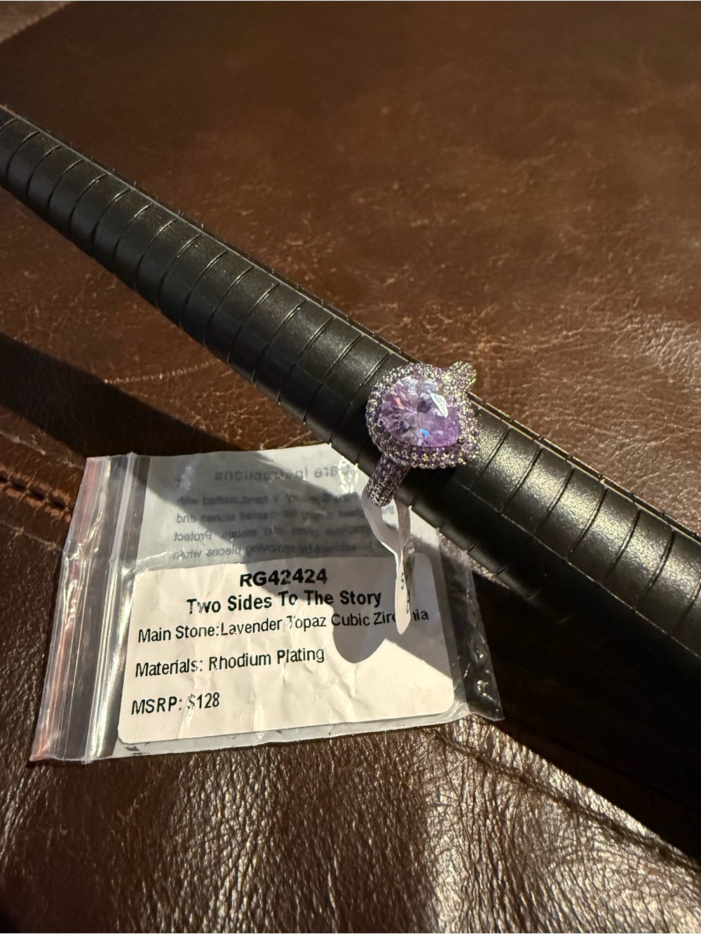 Lavender Topaz Halo Ring with Rhodium Plating - Bomb Party